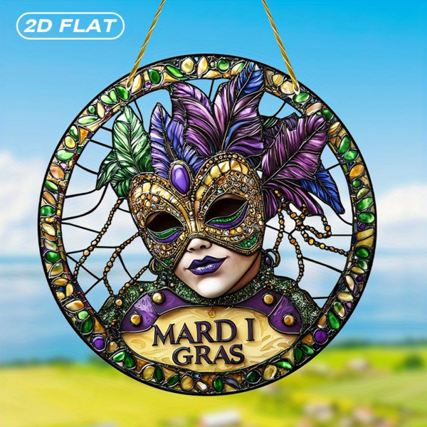 CIFbuy光感亚克力马蒂格拉斯面具窗饰 室内花园庭院派对装饰收藏品(TikTok、temu下自提)-3