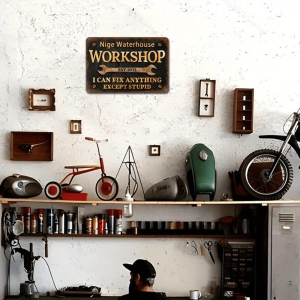 CIFbuy自定义金属车间标牌个性化文字年份现代多功能金属牌DIY爱好者礼物(TikTok、temu下自提)-5