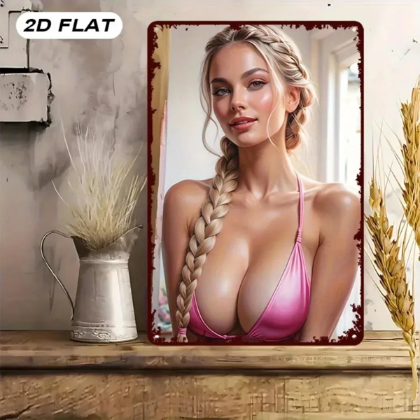 CIFbuy复古女性插画厨房酒吧户外房间装饰铝制标牌（TikTok、temu下自提）-2