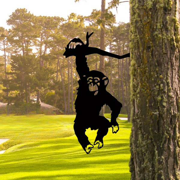 CIFbuy多彩猴子花园装饰 户外铁制动物剪影墙艺庭院草坪雕塑（TikTok、temu下自提）-4