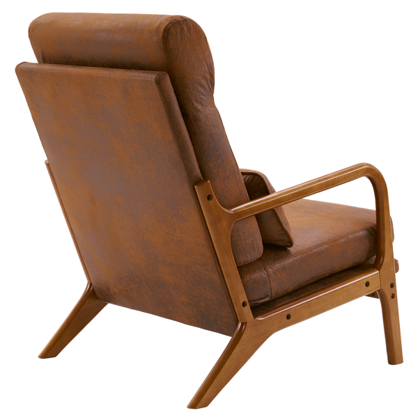 全拆 实木扶手 高背 靠背 铁架 烫金布 橙色 室内休闲椅-6