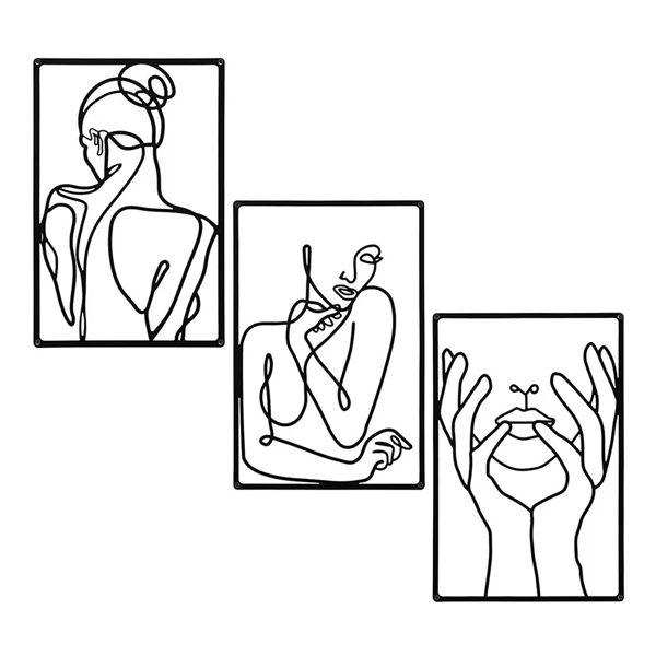 CIFbuy 抽象金属墙饰三件套简约线条画装饰室内外挂件节日礼物(TikTok、temu下自提)-5