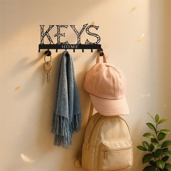 1pc金属墙安装钥匙挂钩：一个时尚的装饰墙装饰。冲孔/粘接安装存储解决方案，确保简单和整洁的关键组织（TikTok、temu下自提）-4