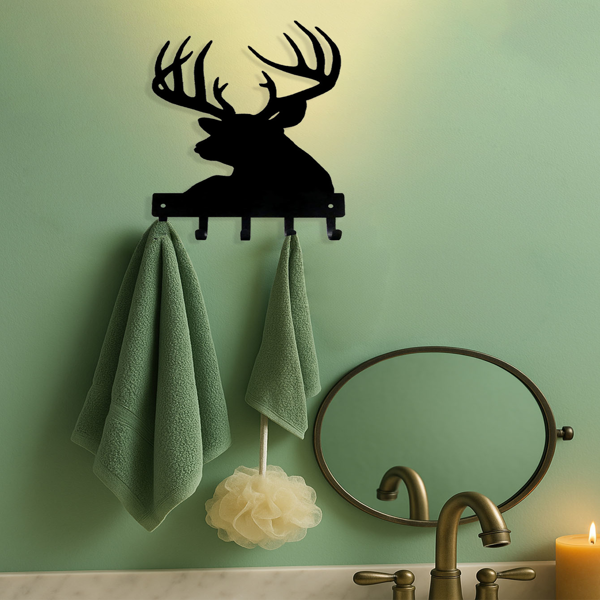 CIFbuy复古壁挂式置物架帽架木制羚羊头钩玄关走廊客厅卧室装饰(TikTok、temu下自提)-5