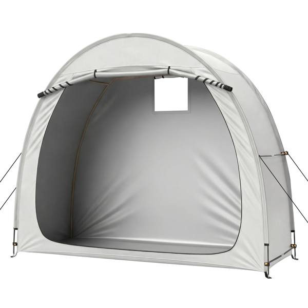 6.8X2.6FT 浅灰色 圆弧形 储物棚 单拉链门 内部配收纳袋 黑色玻纤杆框架 210DPU银胶牛津布 自行车储物棚 配拎包-2