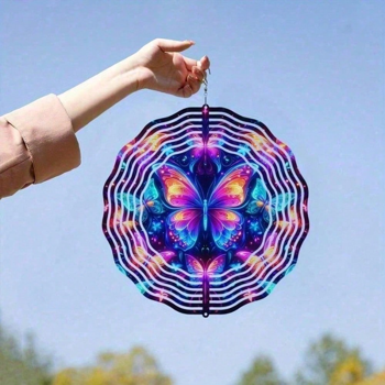 CIFbuy户外3D蝴蝶风动装饰铁制花园动态雕塑庭院阳台风水转动饰品（TikTok、temu下自提）