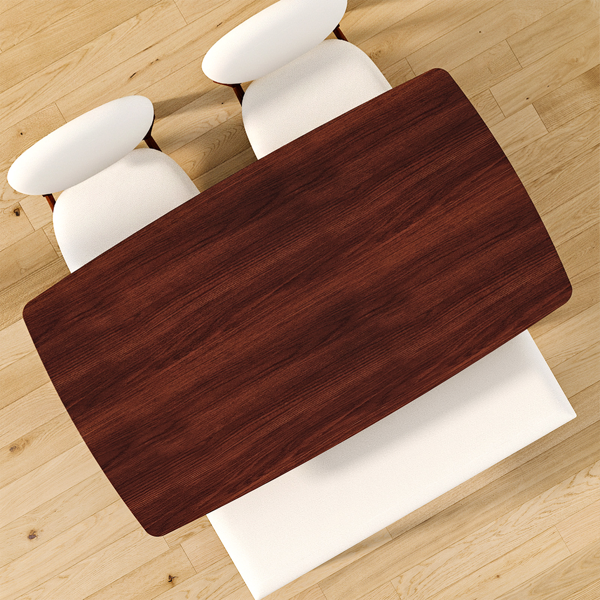 1桌2椅1凳 拆装 橡胶木+软包 深胡桃色 餐桌椅套装 米色坐垫 长方形-17