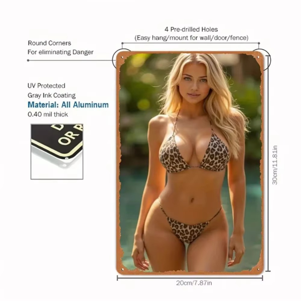 CIFbuy 2D 平面铝制比基尼墙艺 8x12英寸 防水耐热适合家居花园咖啡厅酒吧 TikTok temu下自提-4