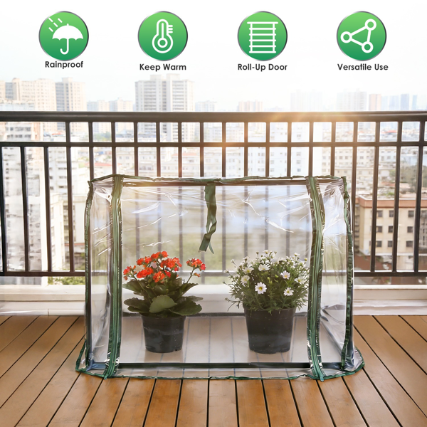 （自提可发加拿大，temu&tk下自提单）28.94×21.46×27.76 英寸桌面迷你温室，带拉链门紧凑型育苗棚，免工具安装可移动花房 适用于窗台阳台都市园艺，PVC 防水罩钢架结构 专为种子发芽培育设计-1
