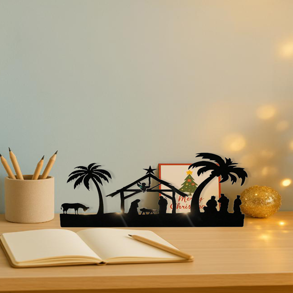 CIFbuy复古乡村耶稣诞生场景铁制烛台套装 圣诞餐桌中心装饰(TikTok、temu下自提)-6