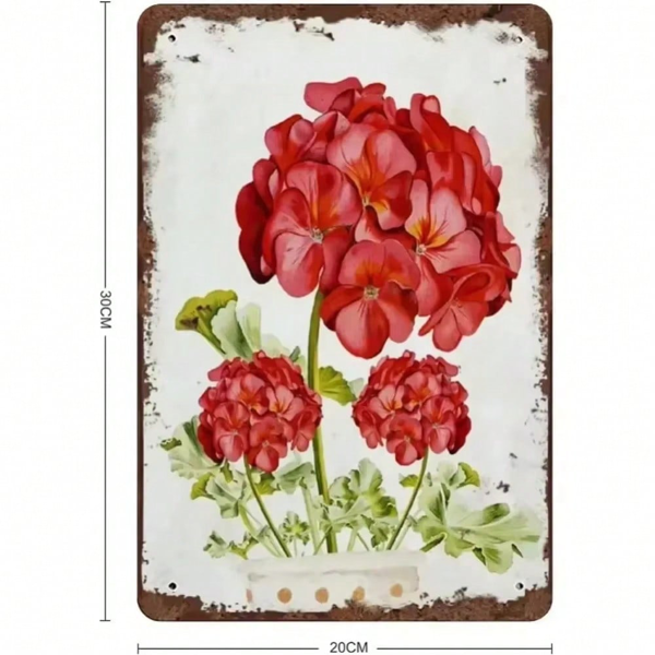 CIFbuy优雅复古天竺葵印花金属标牌 TikTok、temu下自提-4