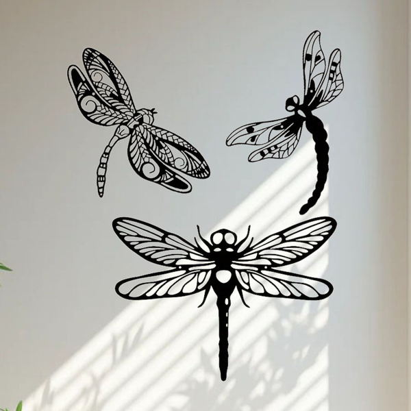 CIFbuy哥特蜻蜓壁饰3件套手工铁制复古客厅卧室装饰(TikTok、temu下自提)-11