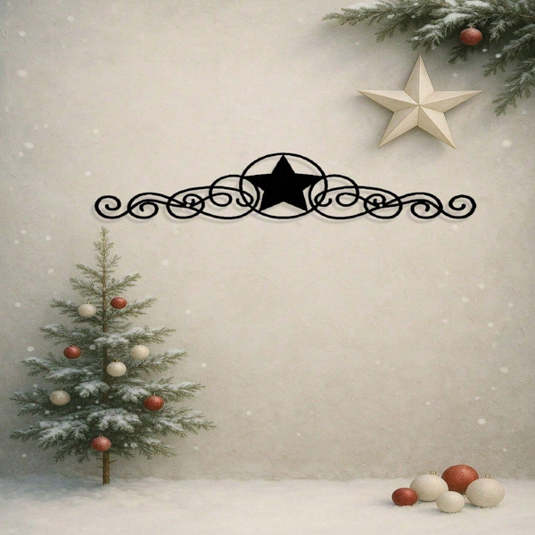 CIFbuy复古黑色金属墙壁星星挂饰乡村农场西部万圣圣诞节日派对装饰(TikTok、temu下自提)-2