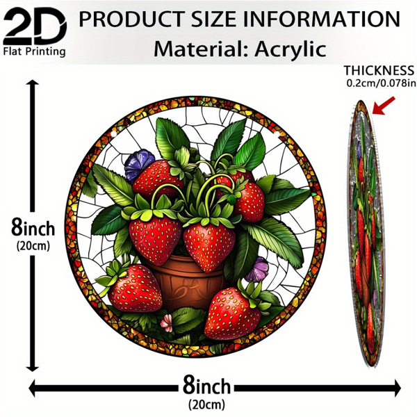 CIFbuy 8x8英寸草莓亚克力阳光捕捉墙饰 庭院窗户悬挂装饰 农场家居独特礼物（TikTok、temu下自提）-2