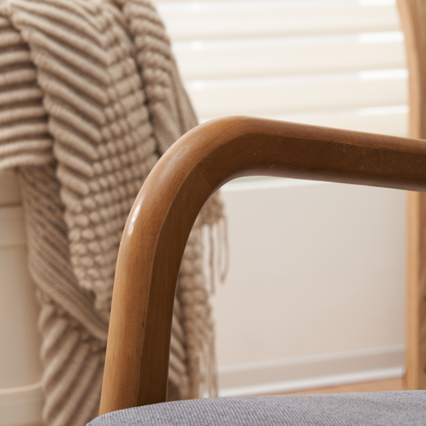 全拆 实木扶手 高背 靠背铁架麻布 深灰色 室内休闲椅-30