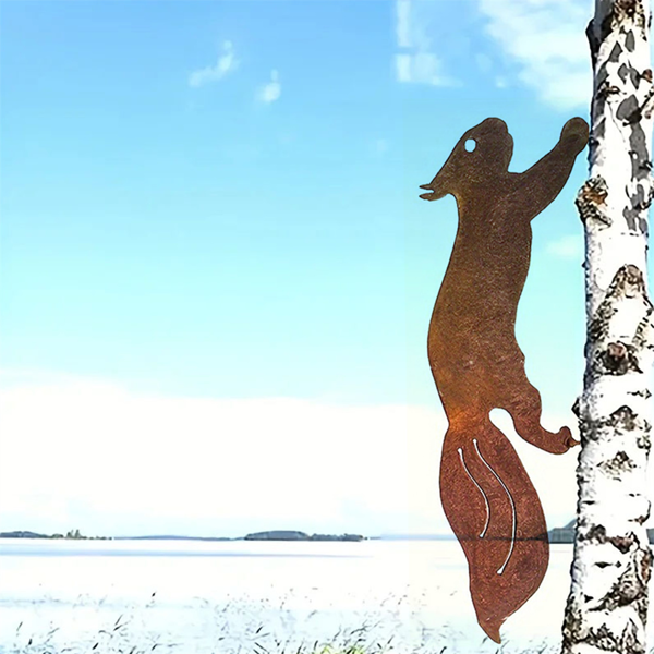 中文标题：CIFbuy复古树桩边桌 手工铁艺镂空松鼠设计 适用于客厅露台卧室(TikTok、temu下自提)-7