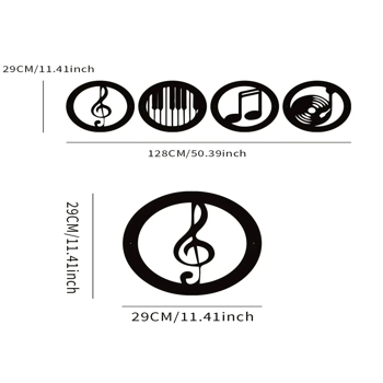 CIFbuy复古音乐主题四件套墙面艺术装饰组优雅黑色铁框 音乐爱好者礼物（TikTok、temu下自提）