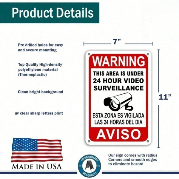 CIFbuy室内室外金属监控警告牌标牌 TikTok、temu下自提-9