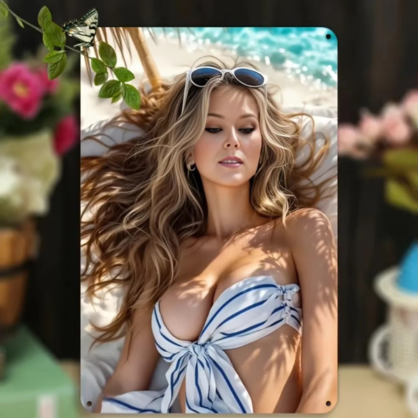 CIFbuy复古海滩比基尼金属墙饰8x12英寸装饰板（TikTok、temu下自提）-1