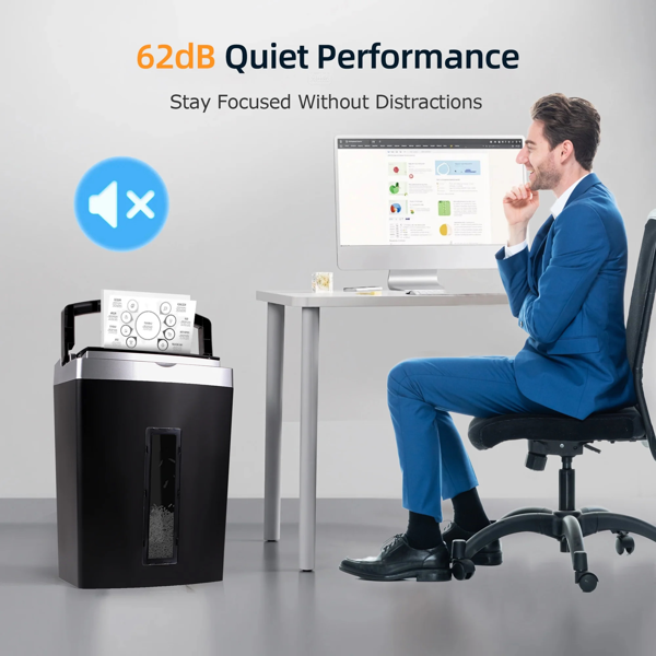 60页碎纸机，60页自动进纸微粒碎纸机，6页家用办公重型碎纸机，配5.3加仑抽拉式碎纸篓-7