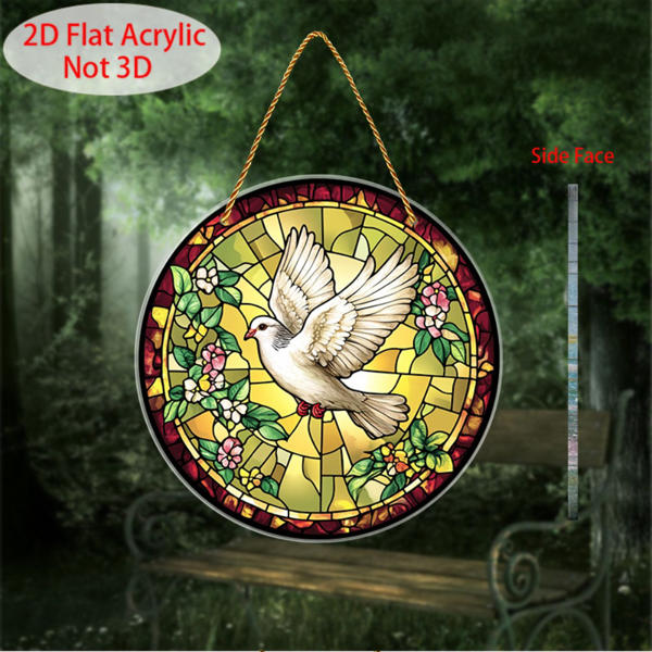 CIFbuy亚克力阳光捕捉器彩色悬挂装饰圆形鸽子花卉图案窗门花园节日礼物 (TikTok、temu下自提)-7