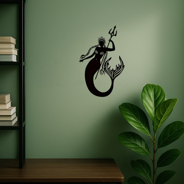 CIFbuy精美美人鱼与海王金属浮雕装饰画 神话亚特兰蒂斯手工艺墙饰 家居客厅玄关挂件(TikTok、temu下自提)-3