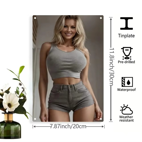 CIFbuy二手自信金发女士2D金属墙饰 室内外花园客厅装饰(TikTok、temu下自提)-4