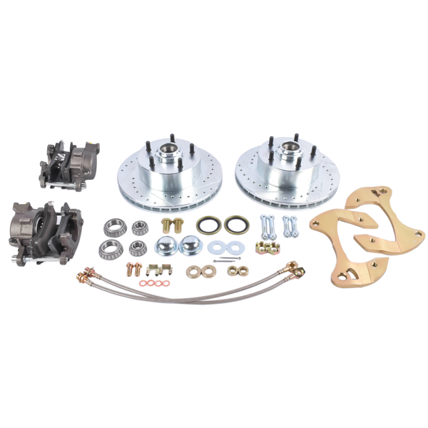 刹车盘套装 Deluxe Disc Brake Conversion Kit Drilled/Slotted Fits for Chevy Biscayne Bel Air Impala Nomad Del Ray Full Size Car V8 1955-1957 & 1959-1964-10
