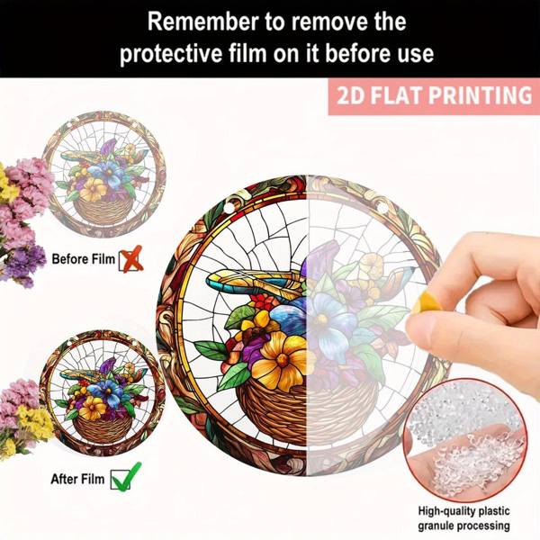 CIFbuy圆形悬挂装饰品彩色亚克力捕梦网花篮家居装饰品(TikTok、temu下自提)-5