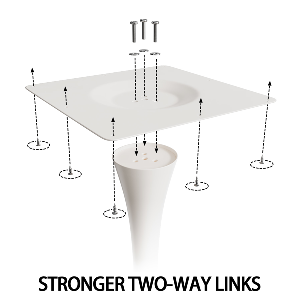31.5英寸白色圆形餐桌，郁金香造型餐桌，适合2-4人使用，MDF桌面和底座，中世纪风格边桌/休闲咖啡桌/办公桌/客厅桌。-6