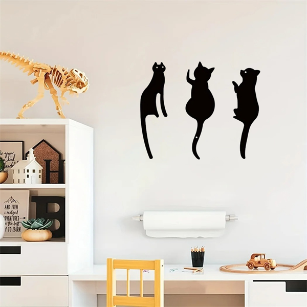 CIFbuy 三件套金属猫墙饰套装 时尚猫咪客厅卧室装饰礼物 (TikTok、temu下自提)-5