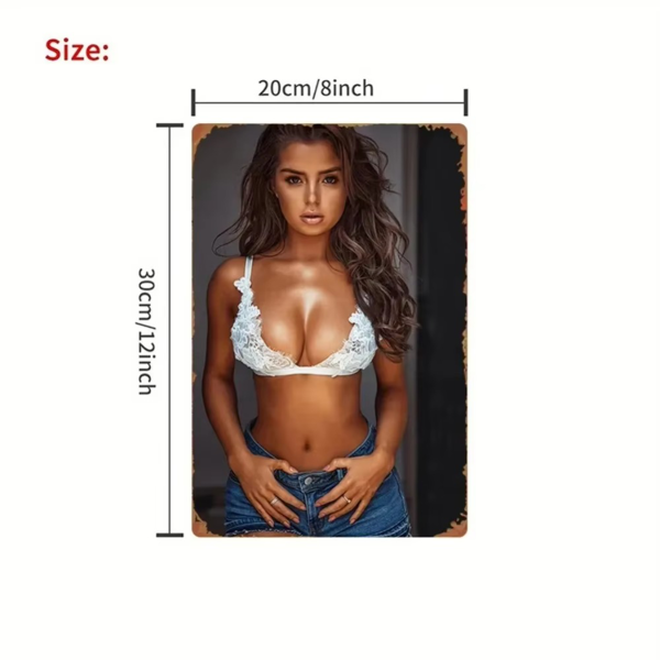 CIFbuy性感牛仔女郎蕾丝肖像金属墙艺装饰铝制家居壁画(TikTok、temu下自提)-3