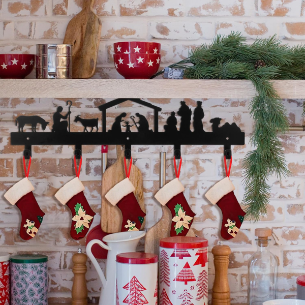 CIFbuy 圣诞袜壁挂装饰多挂钩金属挂架可收纳节日礼物装饰品（TikTok、temu下自提）-6