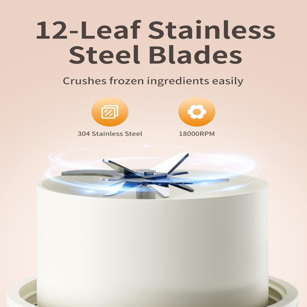 便携式搅拌机，个人奶昔搅拌机，无线设计，33盎司不含双酚A容器，防漏盖带饮用嘴，USB-C充电，易清洁部件，绿色款-8