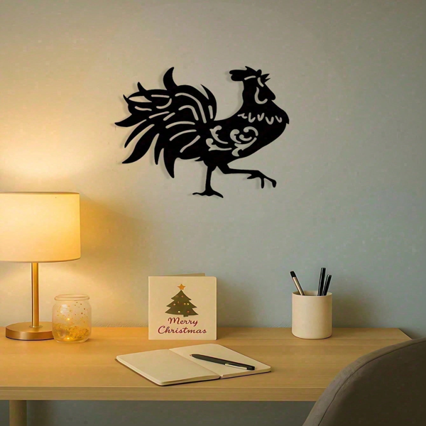 CIFbuy Vintage Black Rooster Wall Art Weather Resistant Metal Home Decor For Indoor And Outdoor (TikTok, temu pick-up service)-4