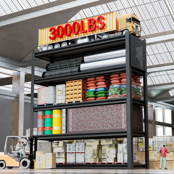 Temu 仅支持自提 重型车库货架单元72“H59”W24“D，5层钢制可调节金属储物架，3000磅工业货架，用于车库组织、地下室、仓库、车间、工具架-7