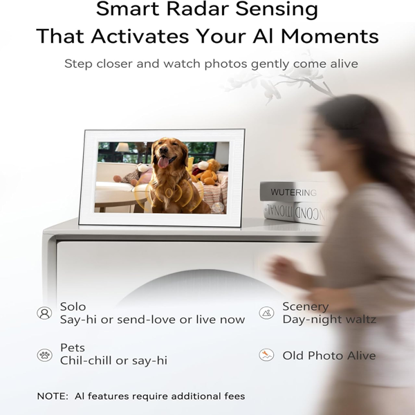 Homture AI智能相框，10.1英寸数字相框搭载AI照片动态效果，1080P全高清触控屏WiFi相框，让老照片焕发新生，无限免费云存储，献给家人与挚爱的心意之礼-2