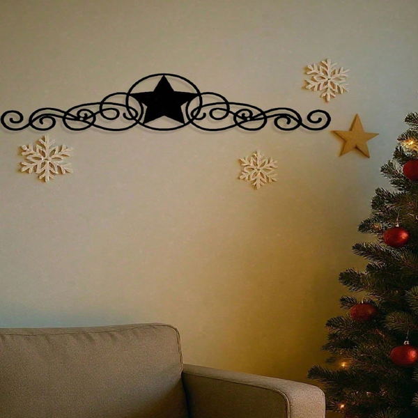 CIFbuy复古黑色金属墙壁星星挂饰乡村农场西部万圣圣诞节日派对装饰(TikTok、temu下自提)-6