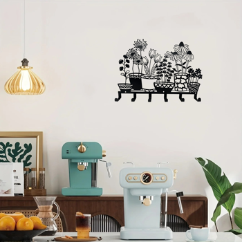 CIFbuy现代简约黑色壁挂钥匙架与花瓶收纳架一体化设计（TikTok、temu下自提）