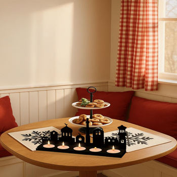 CIFbuy复古金属城市天际线便携式桌面烛台家居装饰浪漫氛围灯(TikTok、temu下自提)