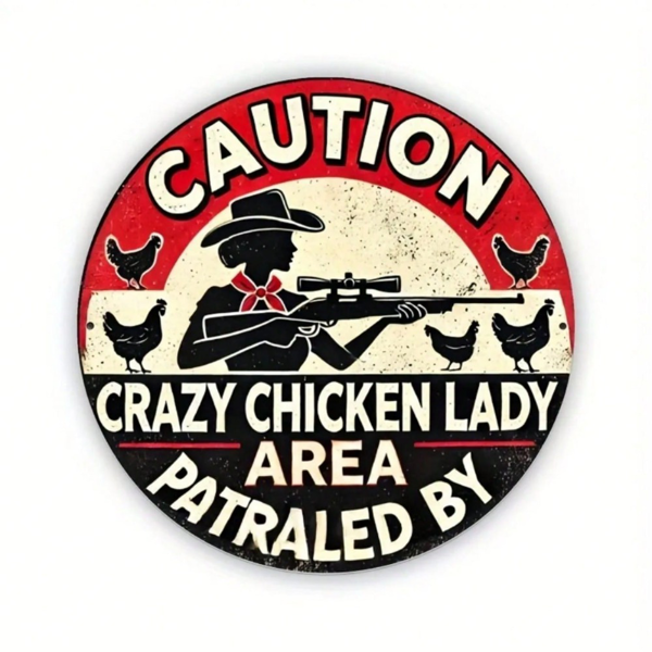 CIFbuy Crazy Chicken Lady Warning Sign Vintage Metal Tin Wall Art(TikTok、temu下自提)-2
