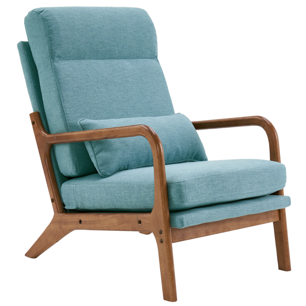 全拆 实木扶手 高背 靠背铁架麻布 青色 室内休闲椅-7