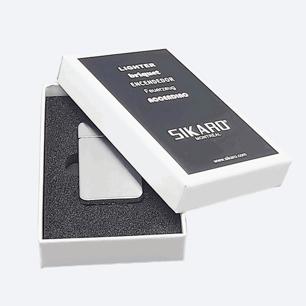 SIKARO®星空* 银面蓝色边条日本设计时尚强力防风打火机雪茄香烟厨房户外可重复充气可调节火焰高度便携式-11