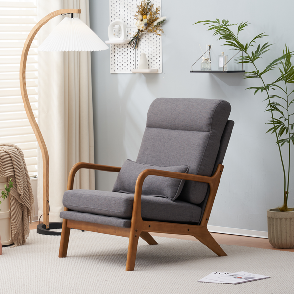 全拆 实木扶手 高背 靠背铁架麻布 深灰色 室内休闲椅-23