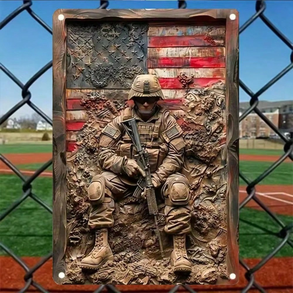 CIFbuy复古铁板浮雕乡村美国壁画耐用防潮家居办公装饰(TikTok、temu下自提)-3