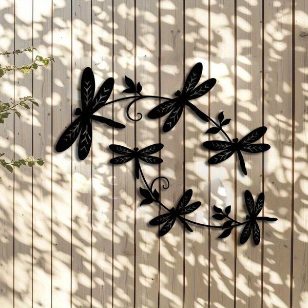 CIFbuy 田园风铝制蜻蜓藤蔓装饰画 自然主题墙面挂饰 TikTok temu下自提-3