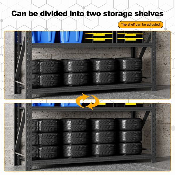 Temu 仅支持自提 重型车库货架单元64.5"H"67"W 21.6"D，5层钢制可调节金属储物架，3000磅工业货架，用于车库组织、地下室、仓库、车间、工具架-5