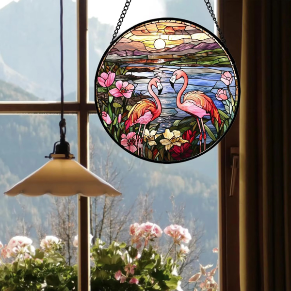 CIFbuy亚克力火烈鸟花园挂饰 窗饰门饰户外装饰彩色氛围挂件(TikTok、temu下自提)-1