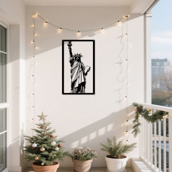 CIFbuy复古自由女神金属雕像雕塑纽约天际线装饰画客厅办公室公寓家居装饰礼品（TikTok、temu下自提）-2