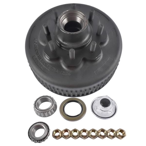 刹车鼓 Hub Brake Drum with Bearings 12.25 x 2.5 5/8" Stud 7200 7500 Horse Trailer RV 8-393-3